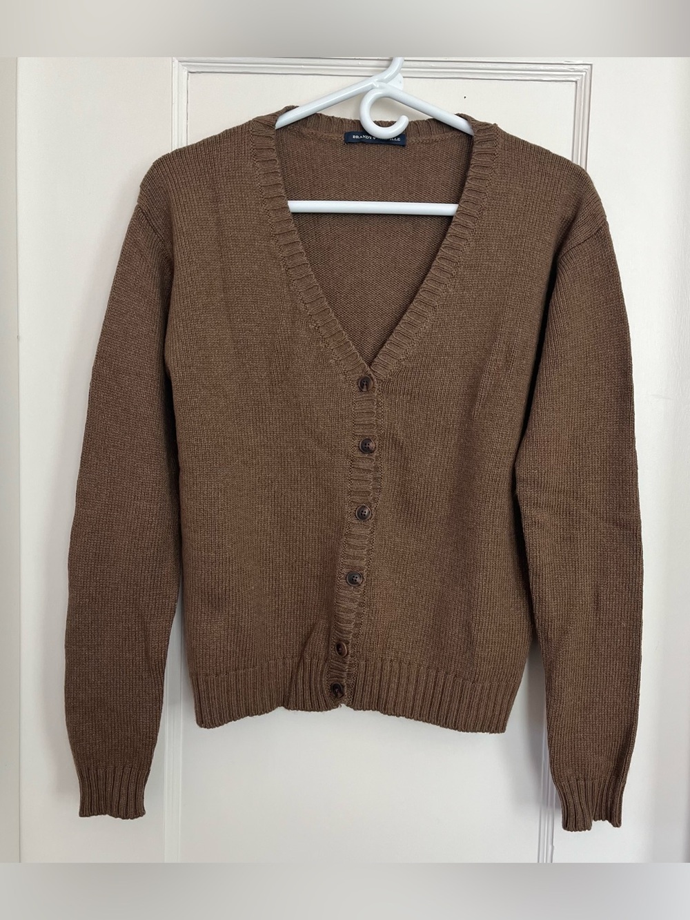 Brandy Melville Cardigan V-Neck Wool Cashmere Blend Brown One Size NEW